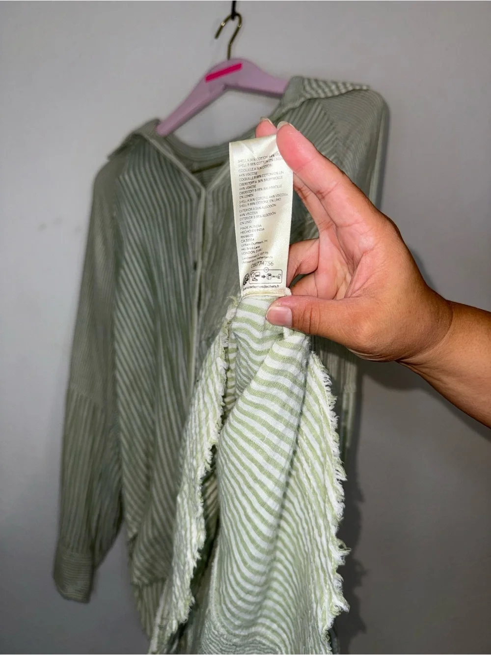 Free People Indigo Skies Stripe Button-Down Shirt Sage Green